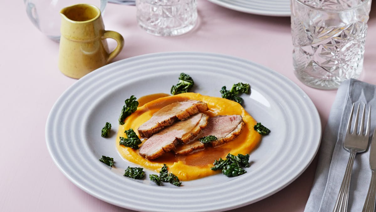 Duck breast with butternut puree and gravy