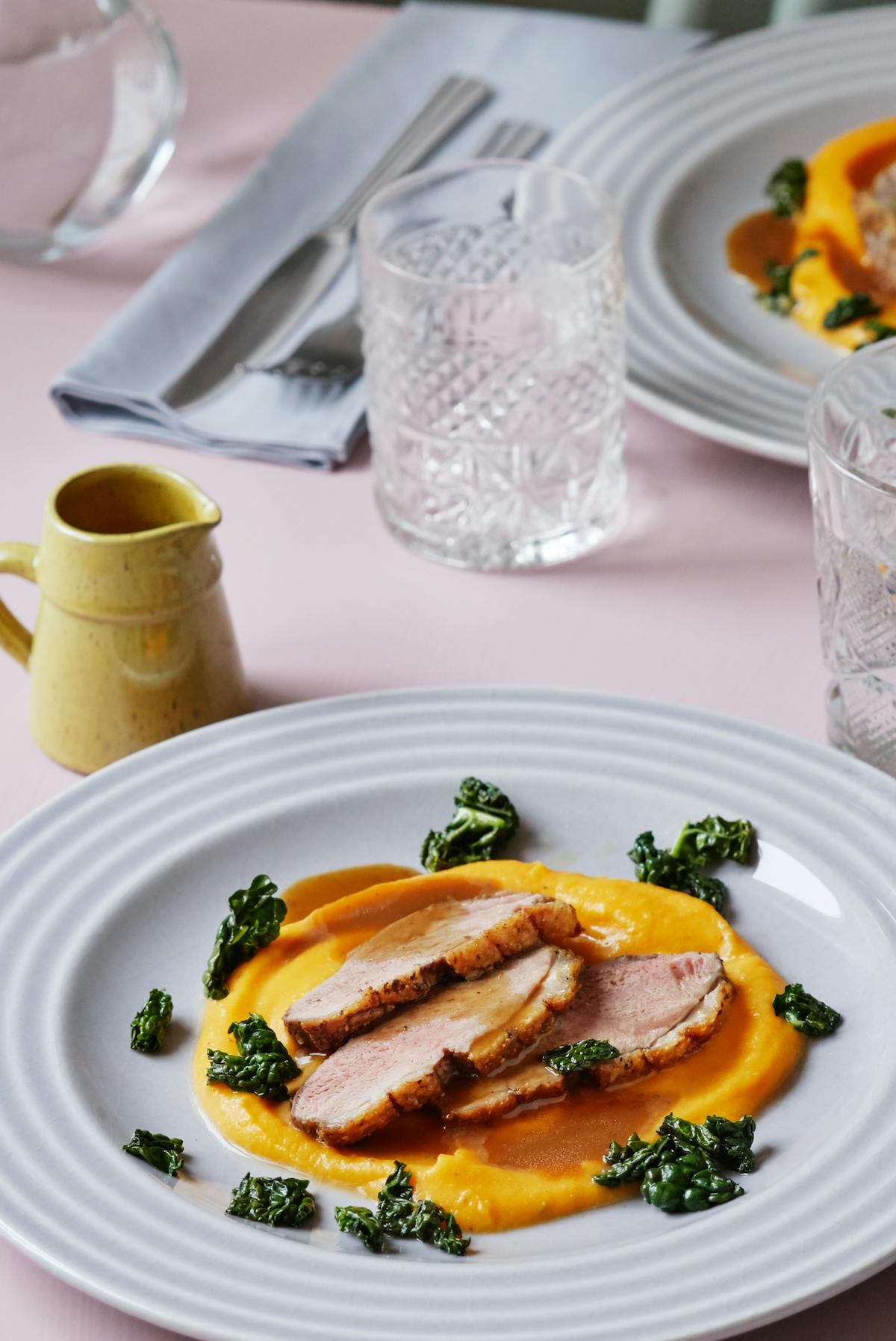 Duck breast with butternut puree and gravy