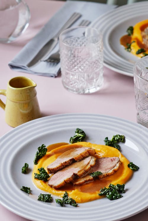 Duck breast with butternut puree and gravy