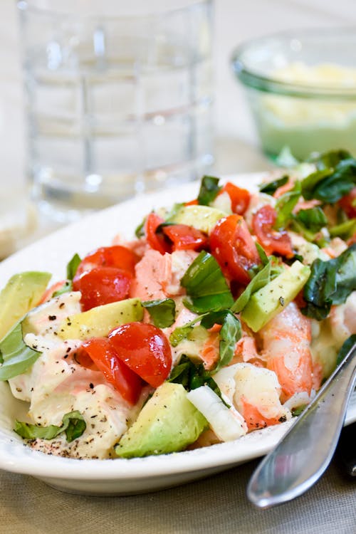 Seafood salad with avocado