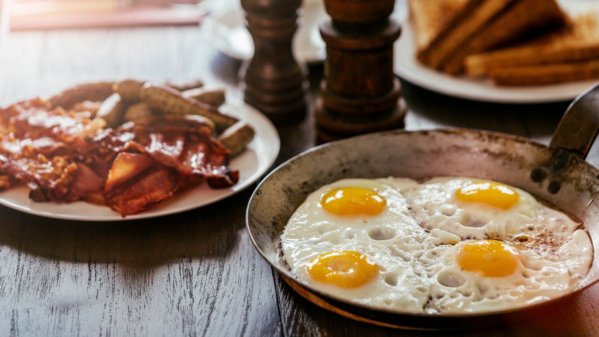 Fried eggs and bacon