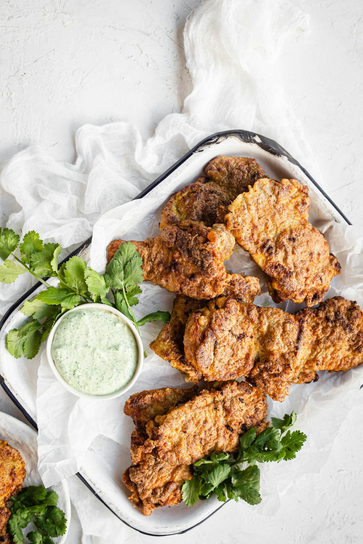 Keto Indian chicken farcha with green chutney dip