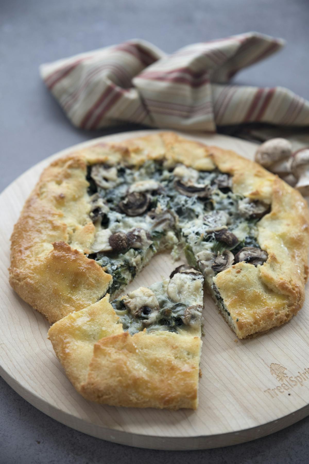 Low carb spinach mushroom galette