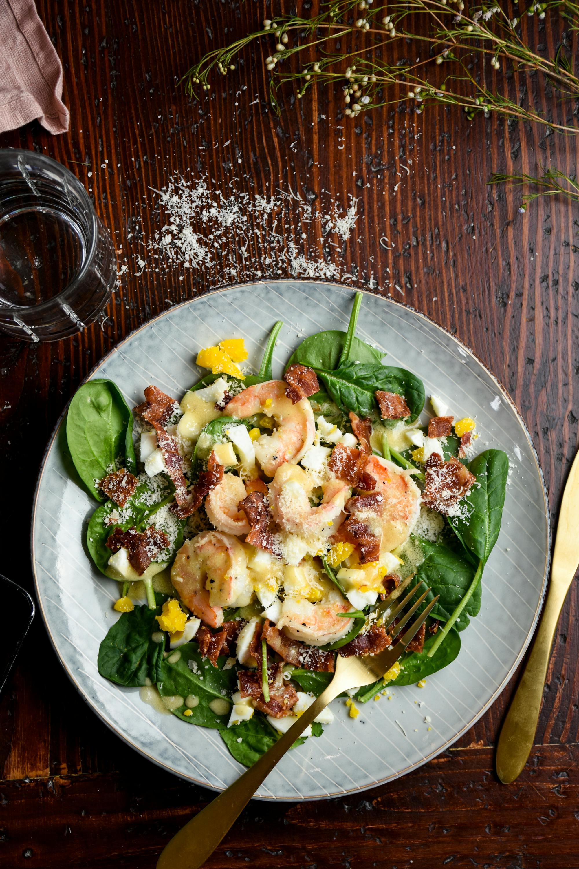 Keto Shrimp Salad with Hot Bacon Fat Dressing — Recipe — Diet Doctor