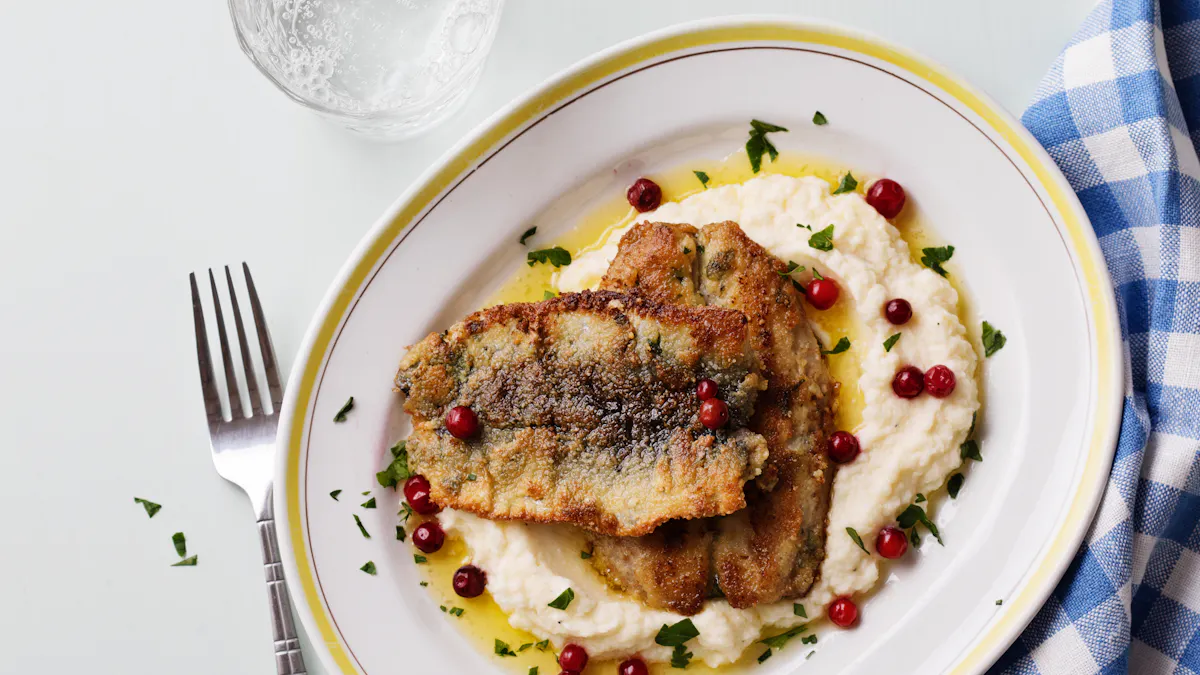 Keto fried herring with cauliflower mash