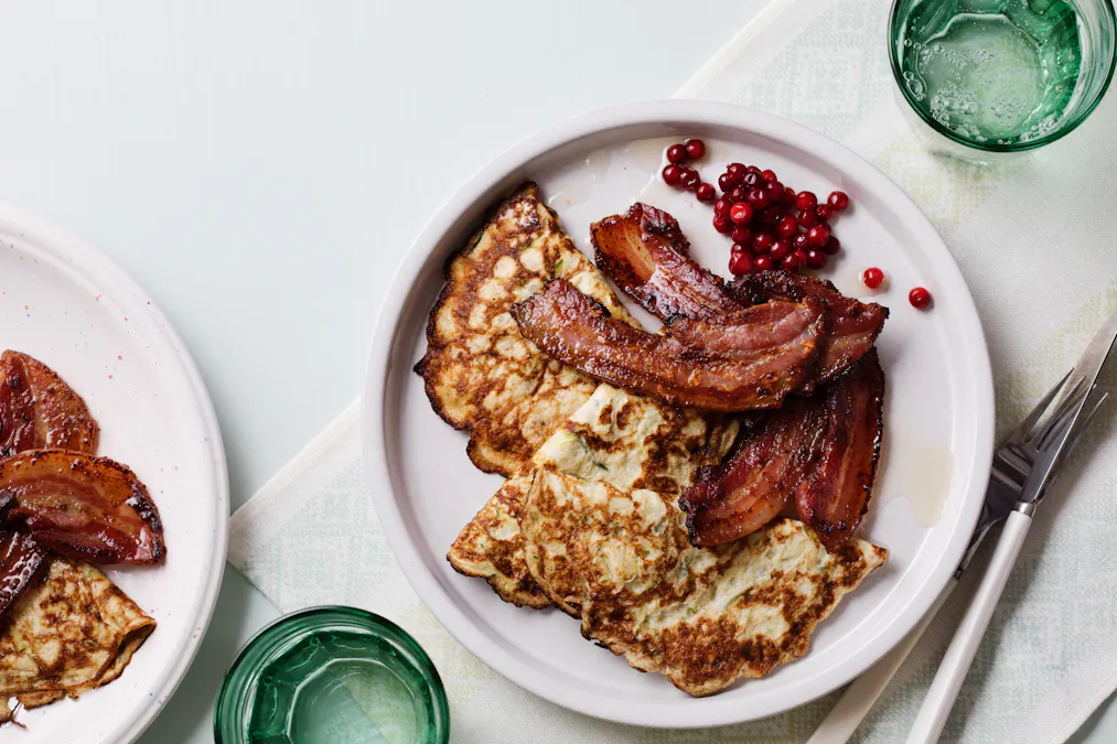 Keto fauxtato pancakes with bacon