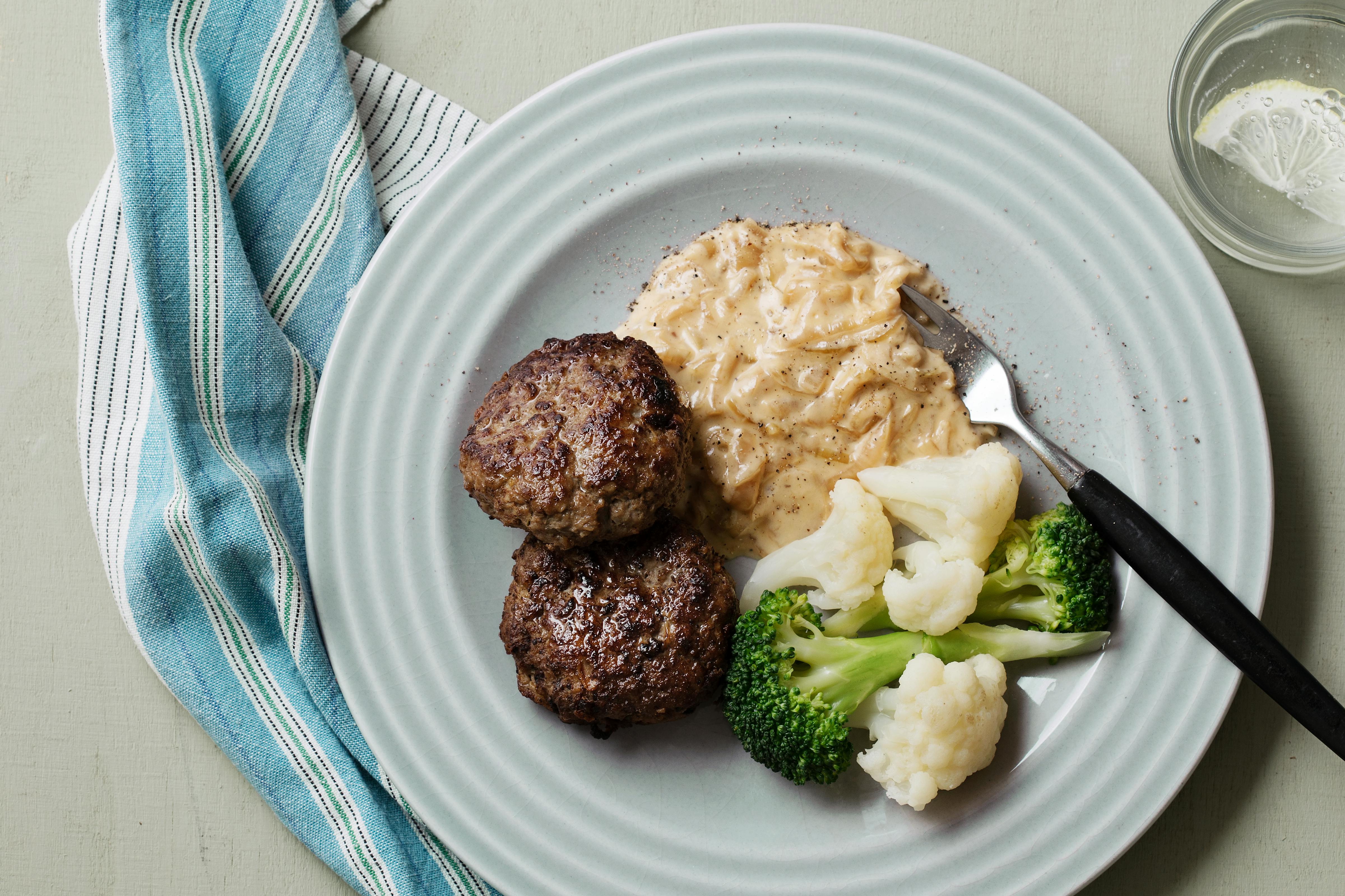 Low Carb Beef Patties with Onion Gravy Recipe Diet Doctor