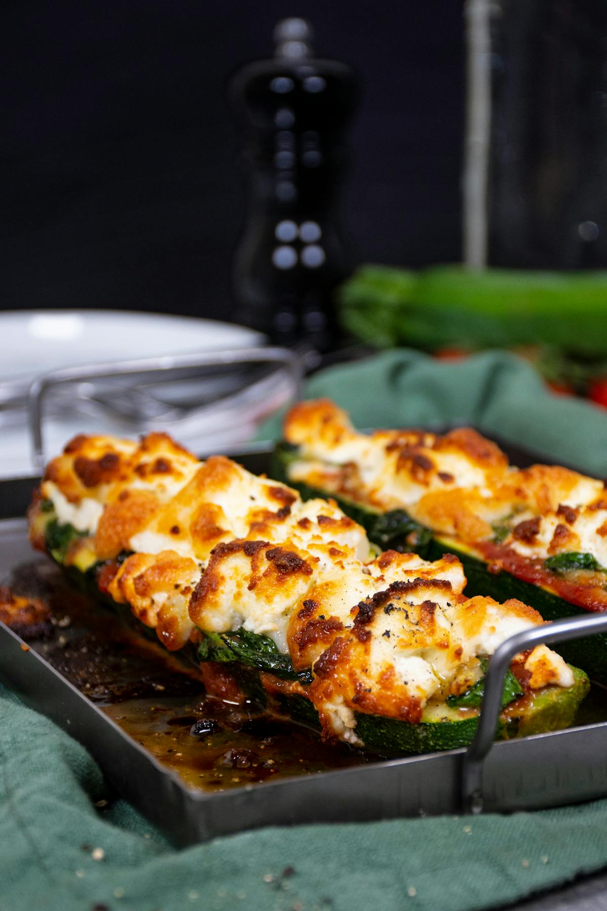 Keto Zucchini Pizza Boats with Goat Cheese â