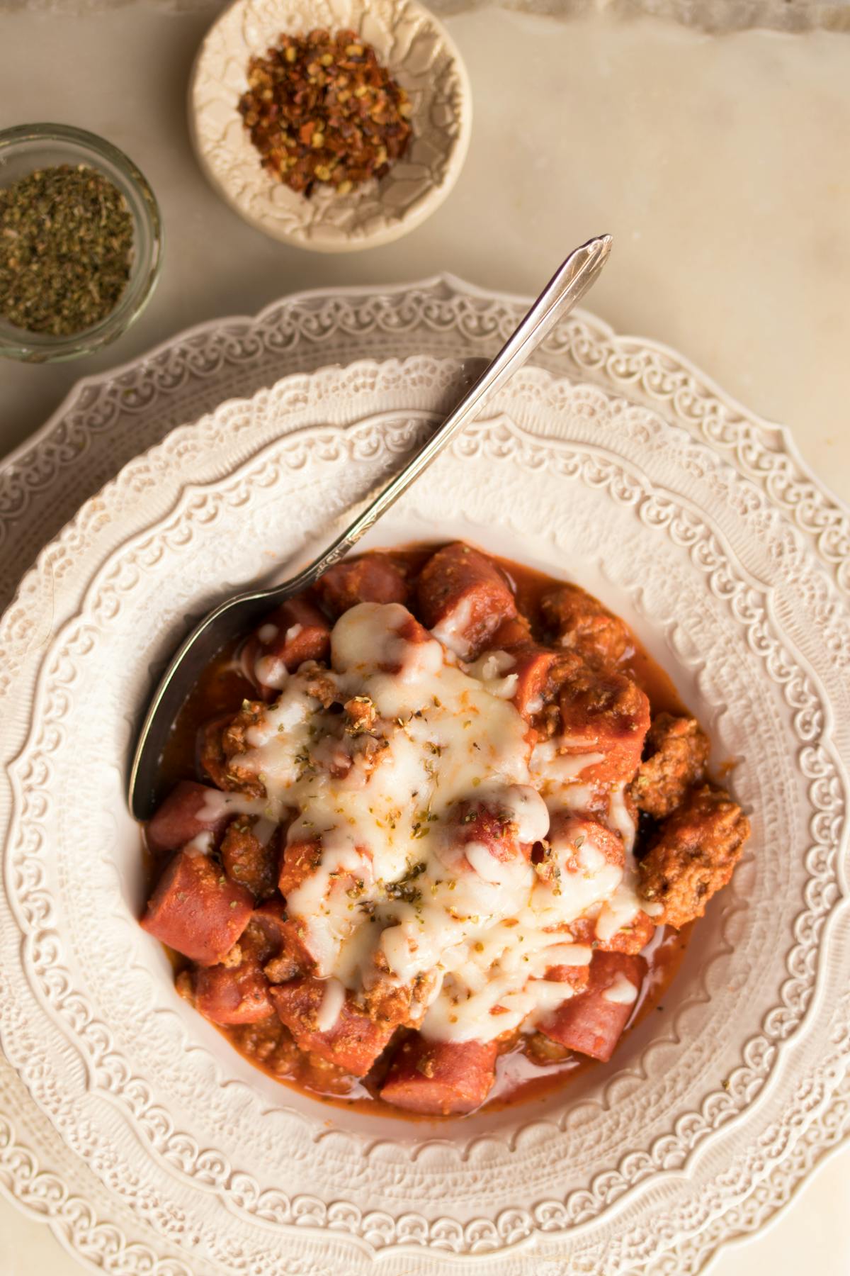 Low carb pizza dog casserole