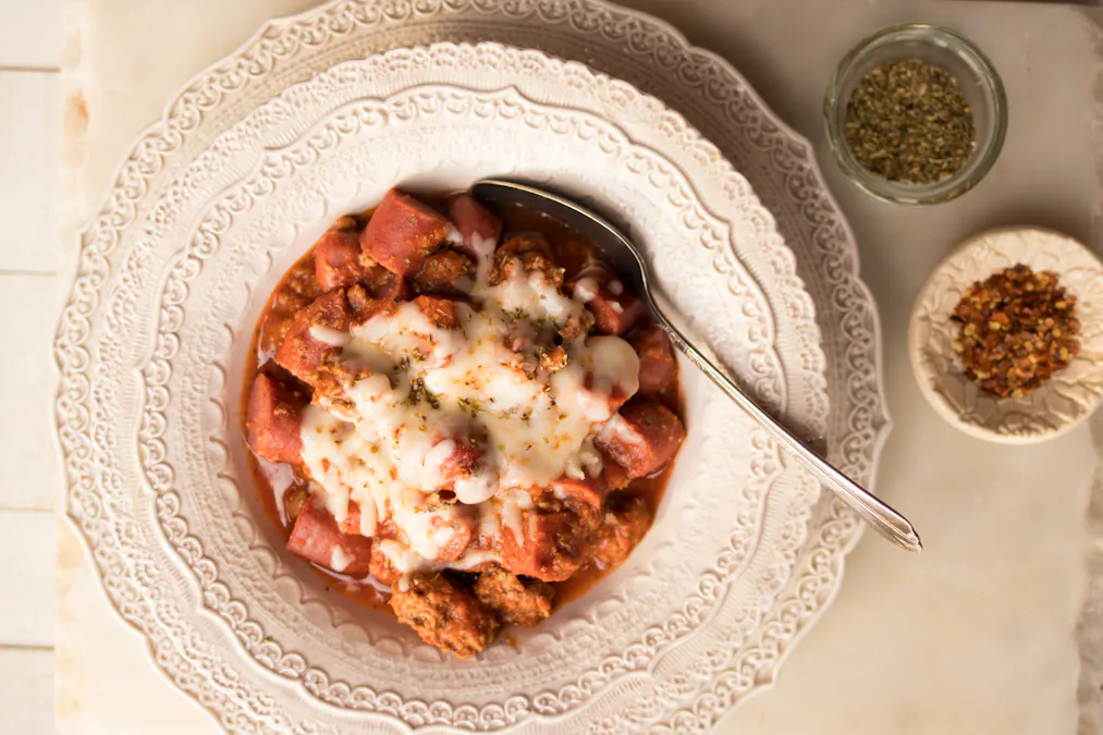 Low carb pizza dog casserole