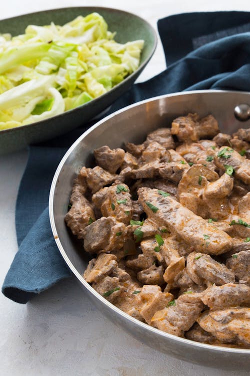 Keto cabbage noodle beef stroganoff