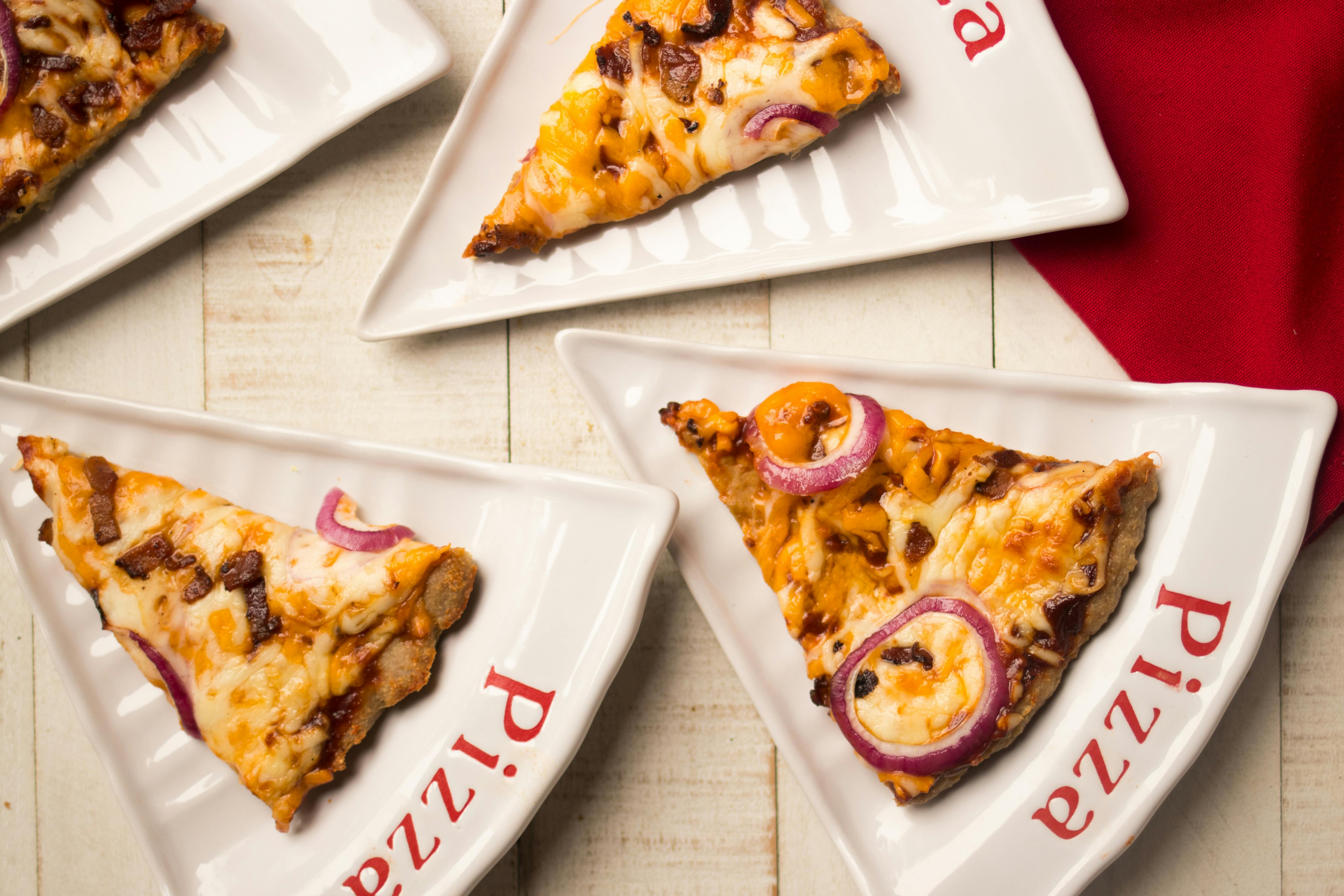 Keto BBQ chicken meatza with bacon