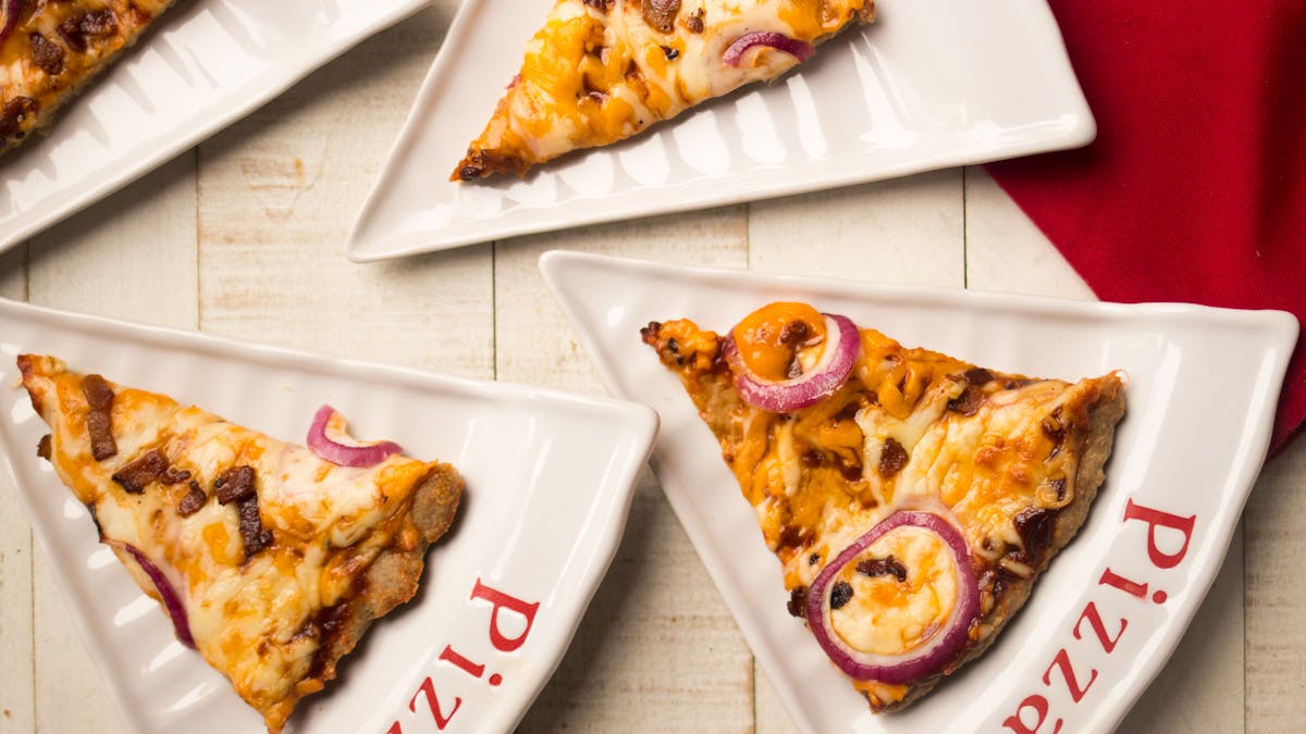 Keto BBQ chicken meatza with bacon