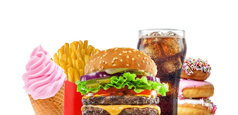 Double Cheese Burger with Glass of Cola and Fries