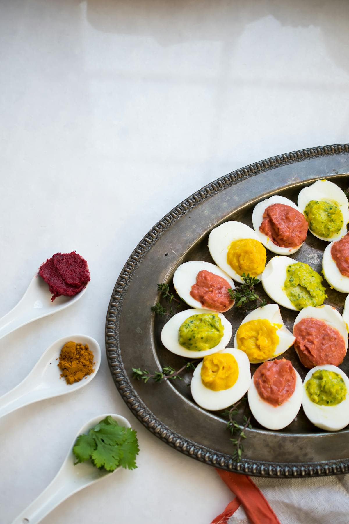 Keto spring deviled eggs