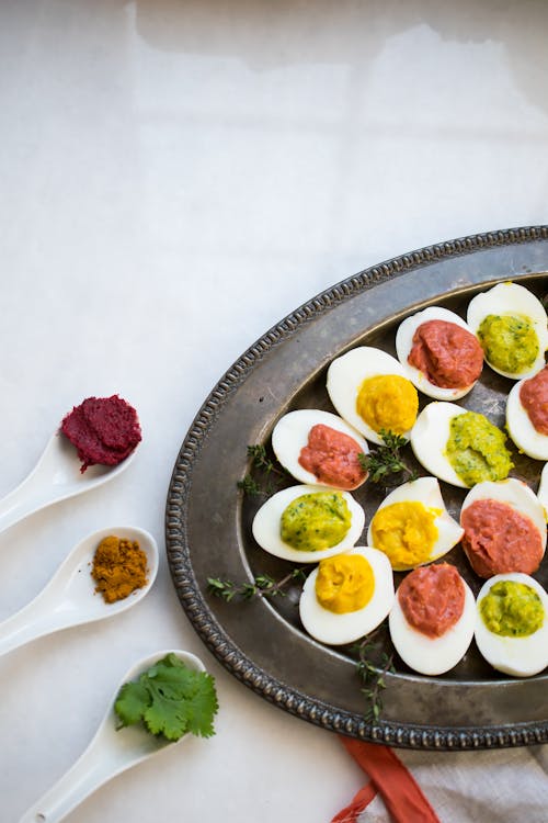 Keto spring deviled eggs
