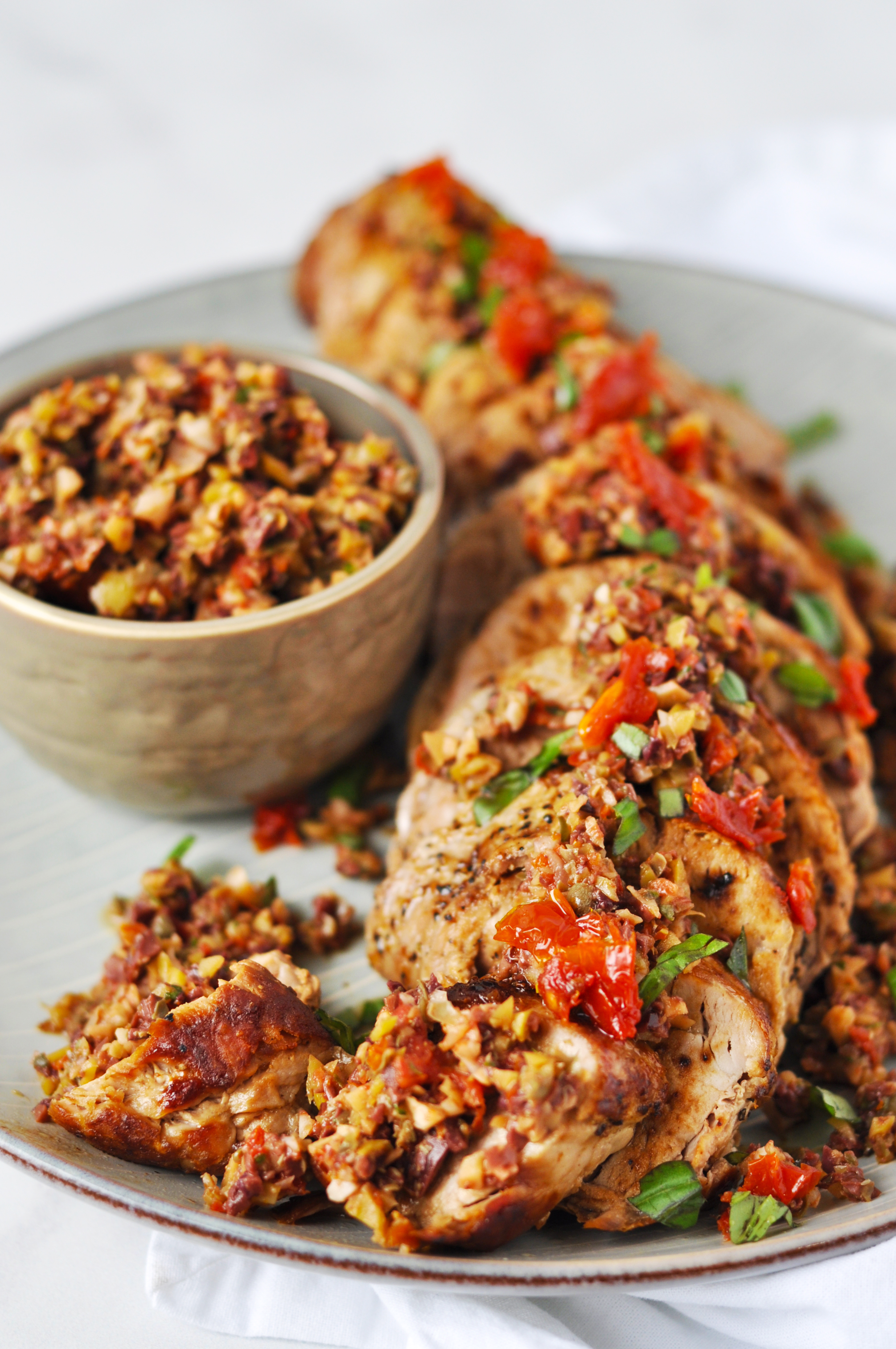 Pork tenderloin with olive tapenade