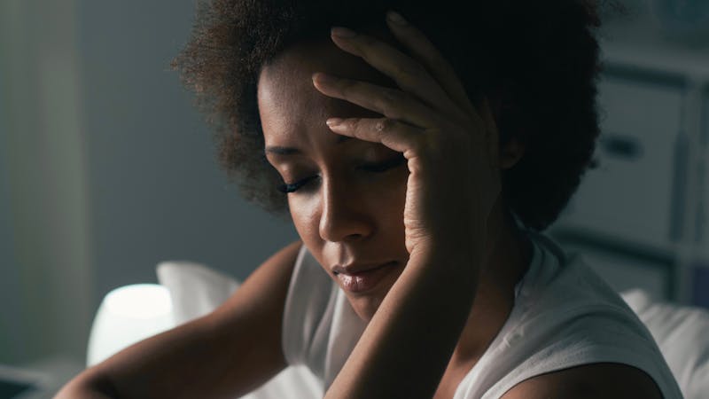 Sad woman suffering from insomnia