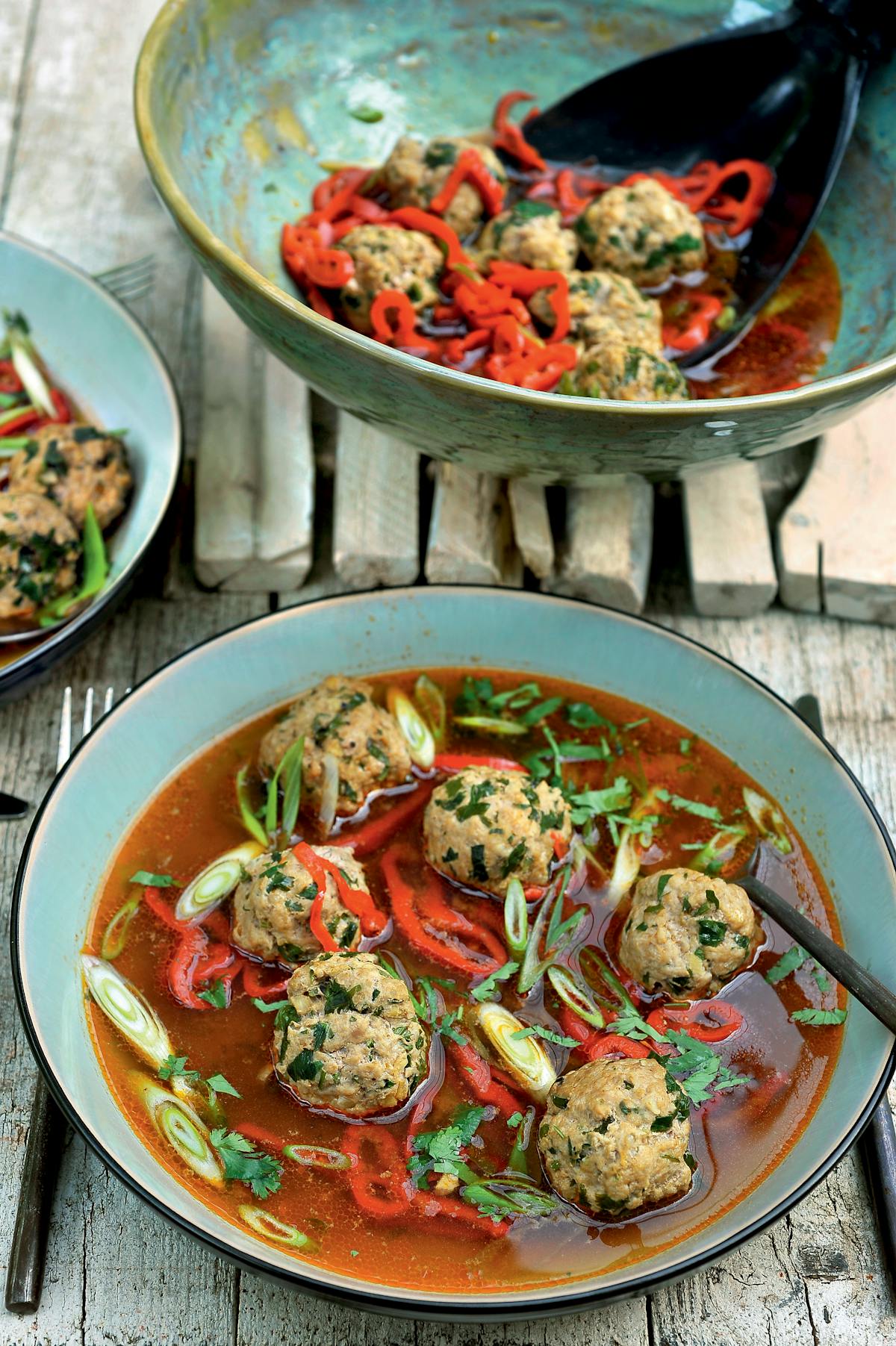 Meatballs in ginger-soy broth