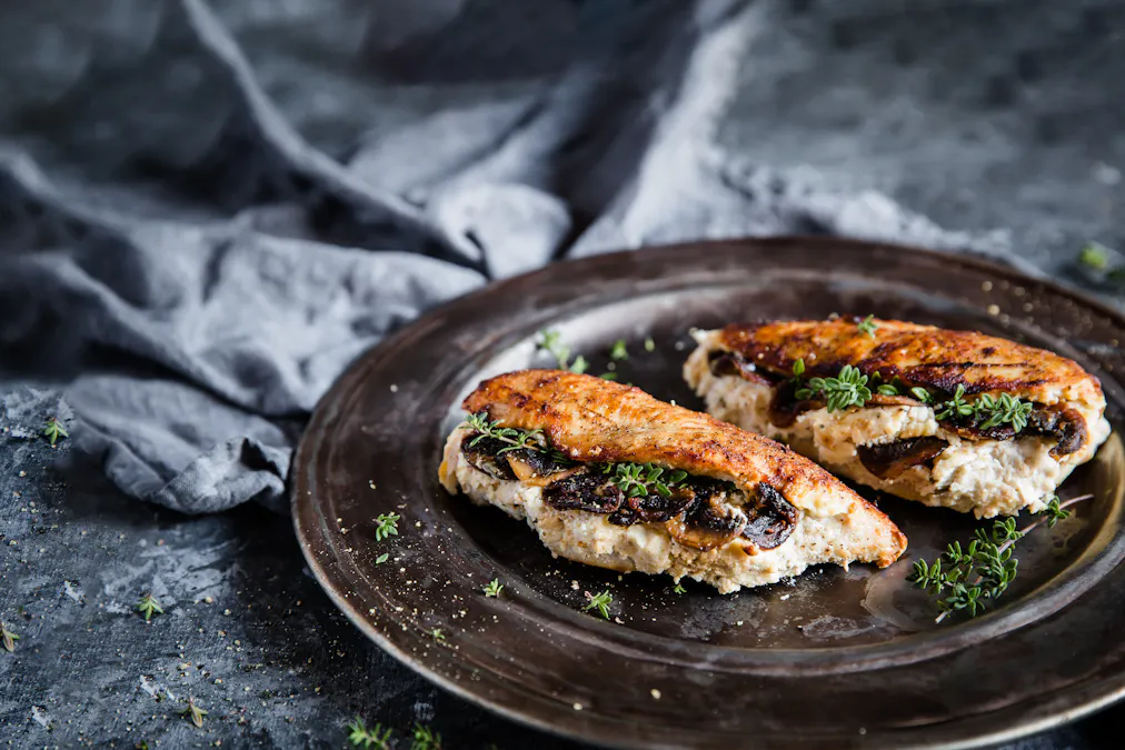 Mushroom and ricotta stuffed chicken breasts