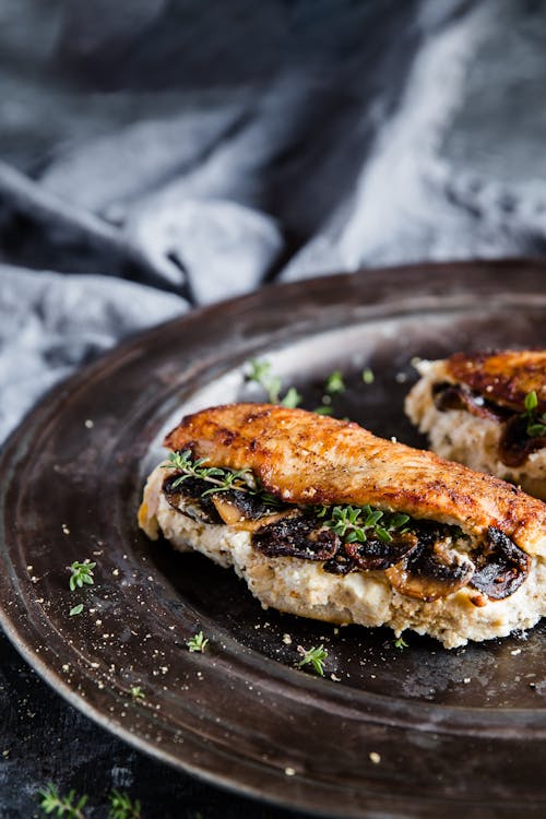 Mushroom and ricotta stuffed chicken breasts