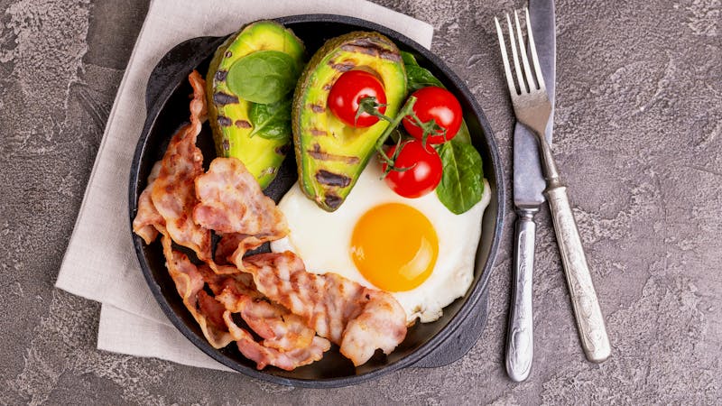 Ketogenic diet. Low carb high fat breakfast. Healthy food concept