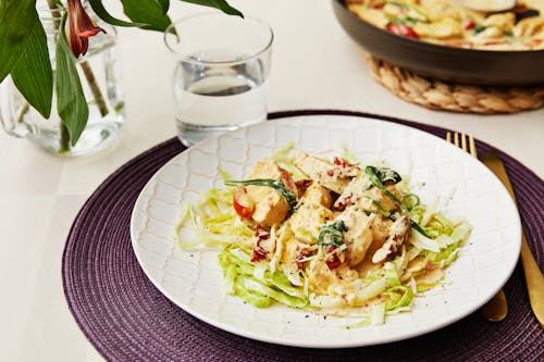 Italian keto chicken parmesan with cabbage pasta