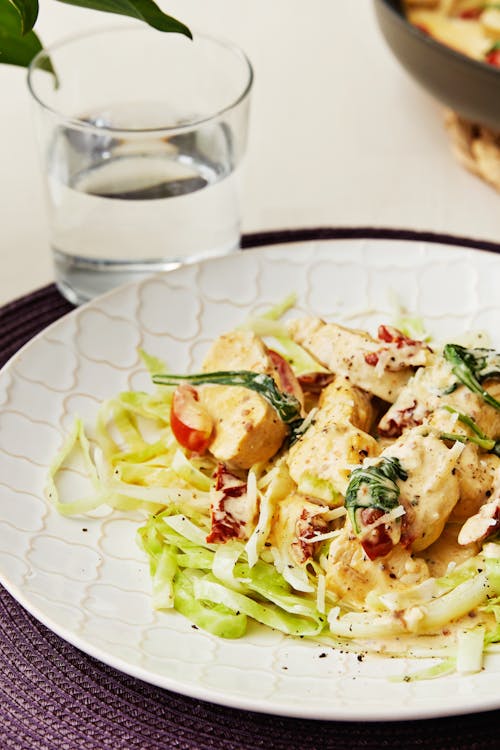 Italian keto chicken parmesan with cabbage pasta