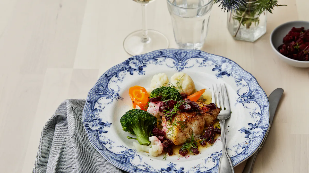 Pan-fried cod with beet salad and browned butter