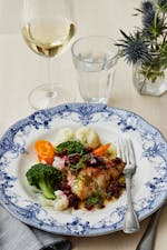 Pan-fried cod with beet salad and browned butter