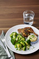 Keto roast chicken with broccoli and garlic butter