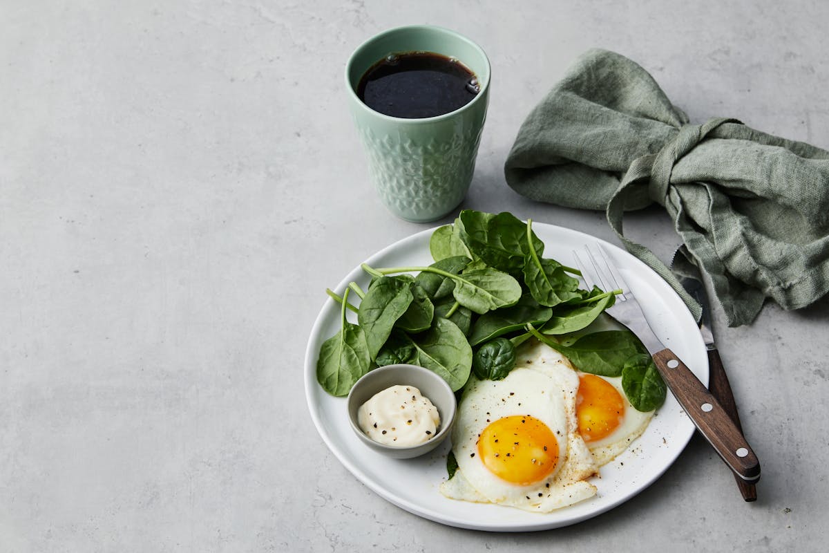 Simple keto breakfast with fried eggs