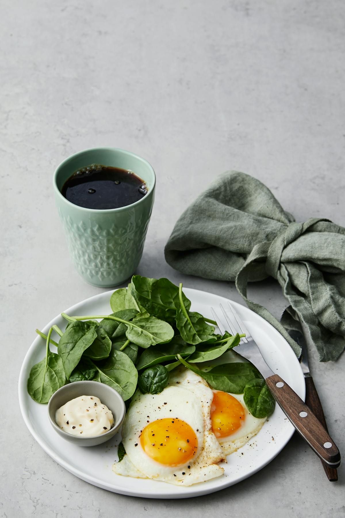 Simple keto breakfast with fried eggs