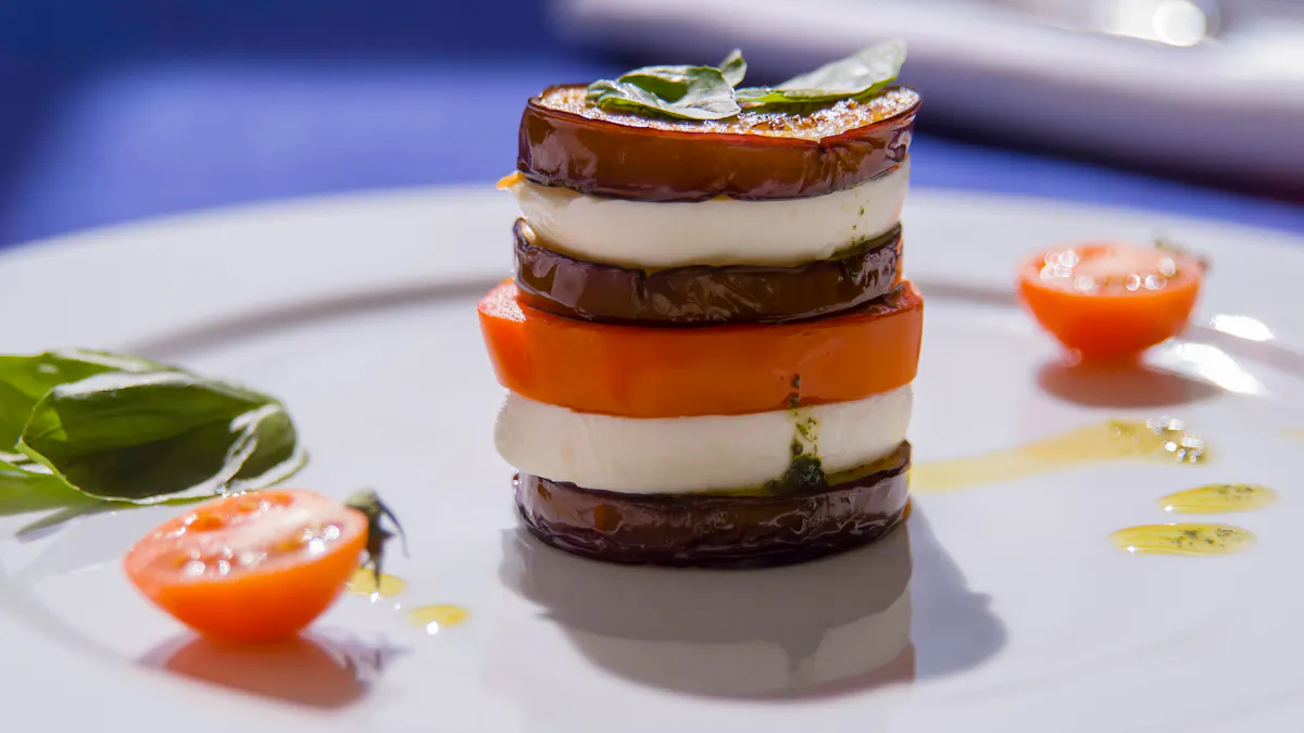 Low-carb eggplant towers