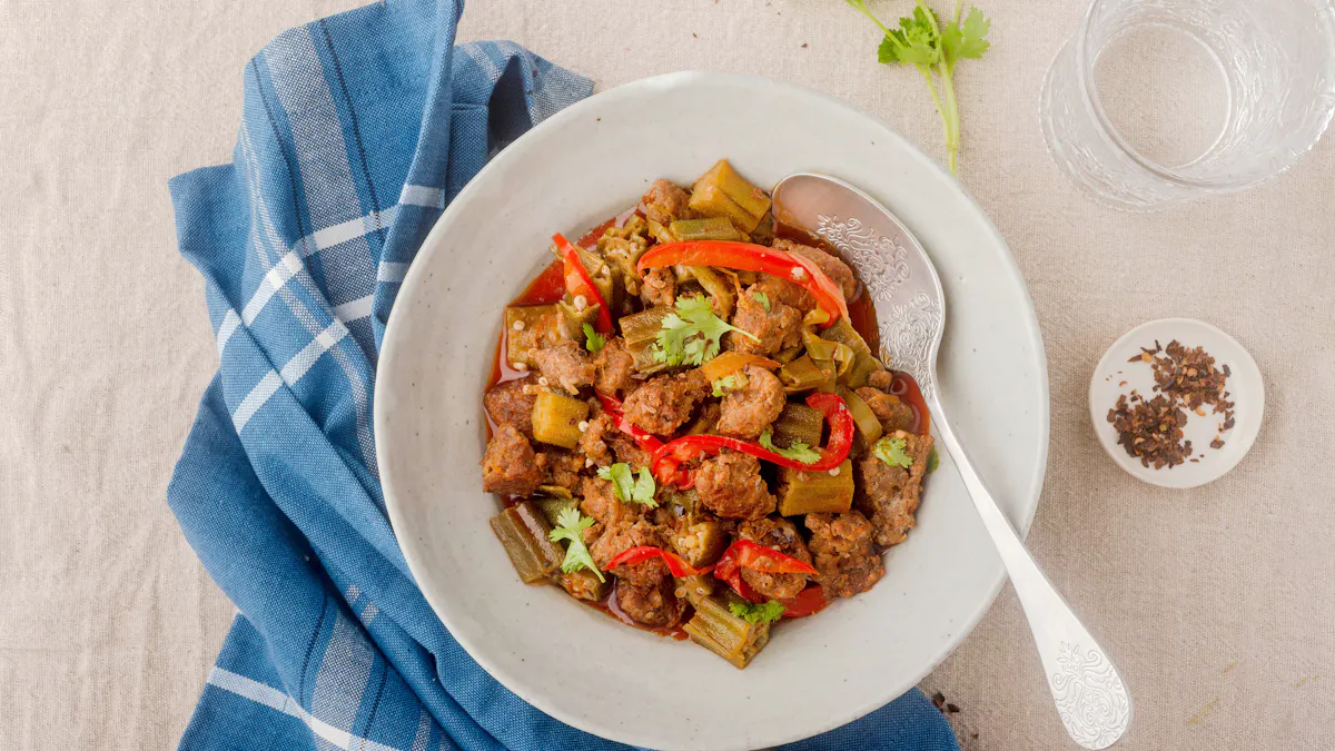 Low-carb okra with Mexican chorizo