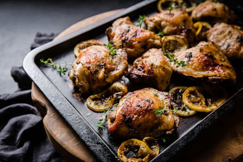Crispy lemon baked chicken thighs