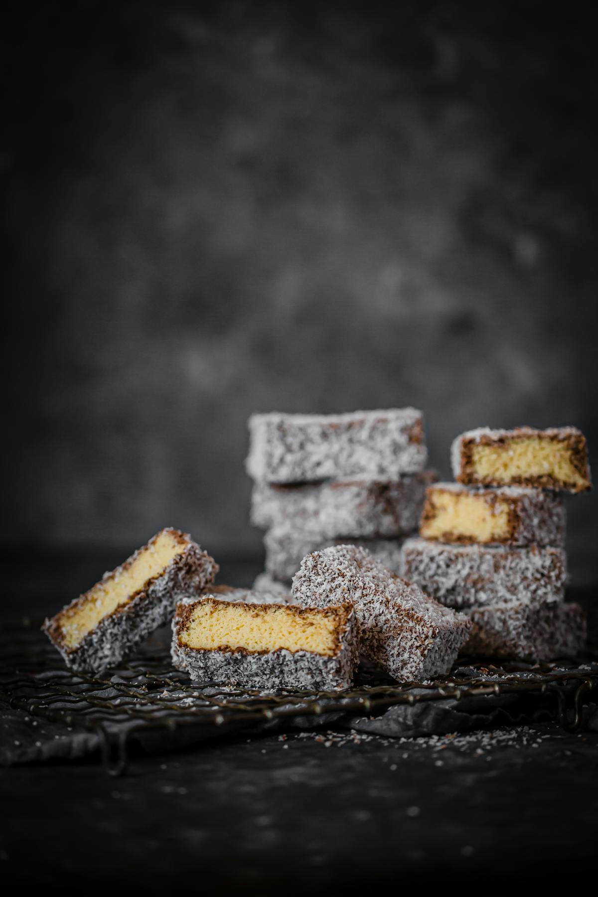 Low carb chocolate and vanilla lamingtons