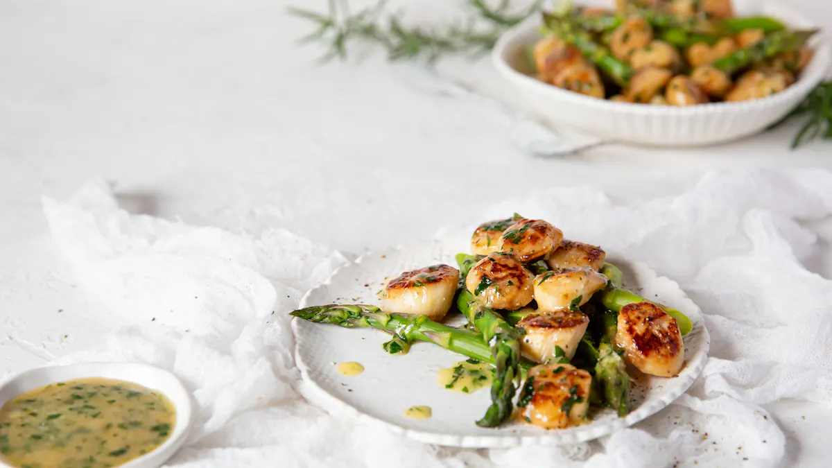 Seared scallops with tarragon butter