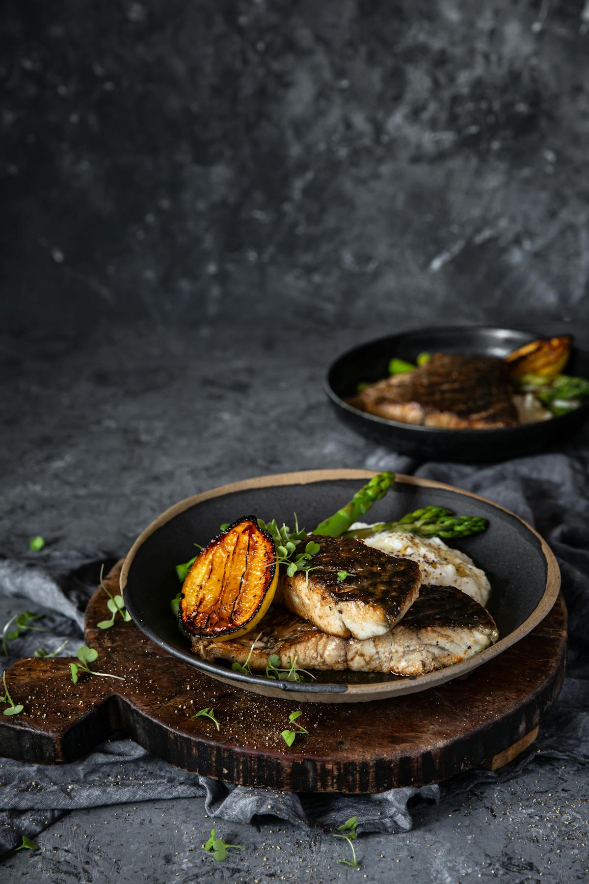 Pan-seared barramundi with lemon and cauliflower mash
