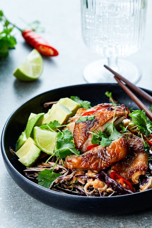 Keto Asian chicken with peanut coleslaw