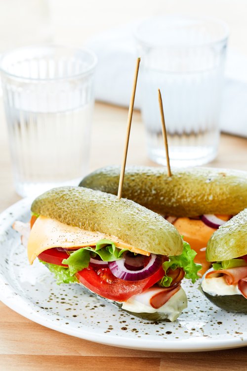 Pickle sandwich with deli turkey and mustard mayo