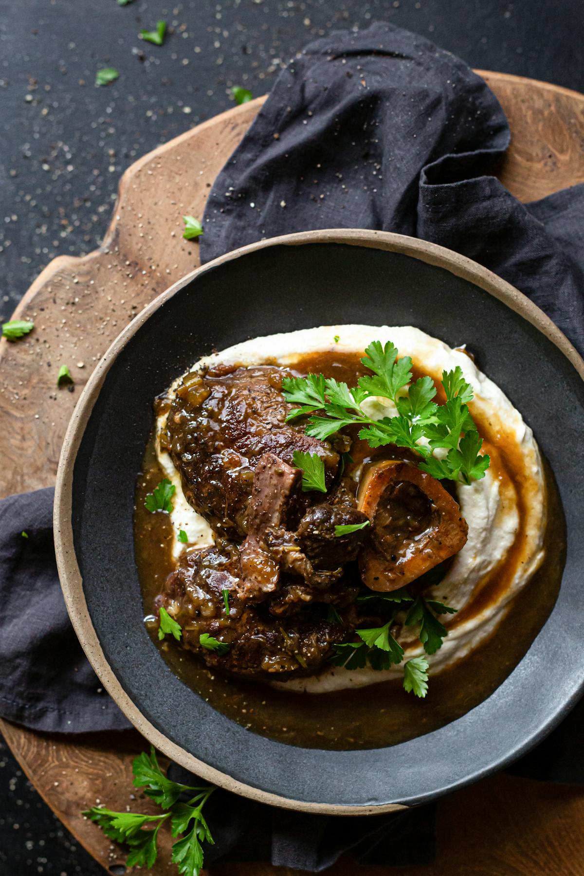 Low carb osso buco with cauli mash