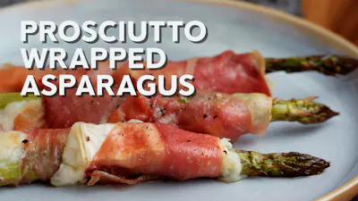 Keto prosciutto-wrapped asparagus with goat cheese