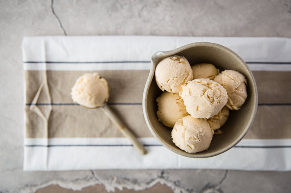 Creamy dairy-free keto vanilla ice cream