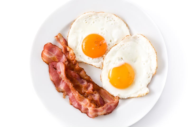 Fried eggs and bacon