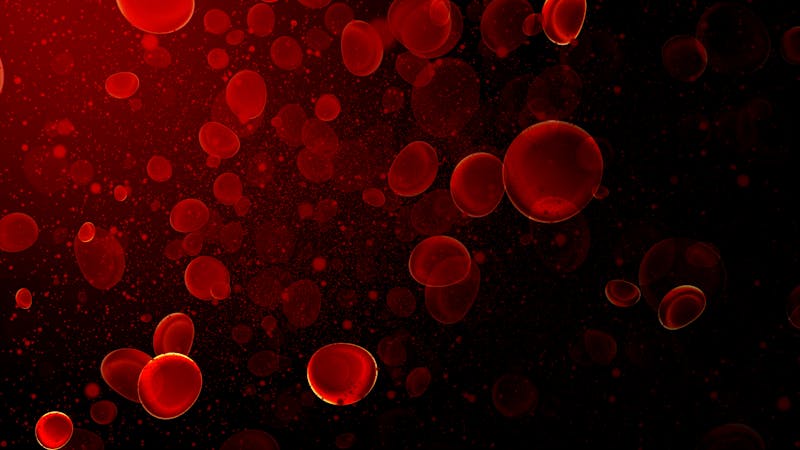 Blood cells, bacteria and virus traveling through a vein. bubble air particle in the water, science biology blood cell and virus concept