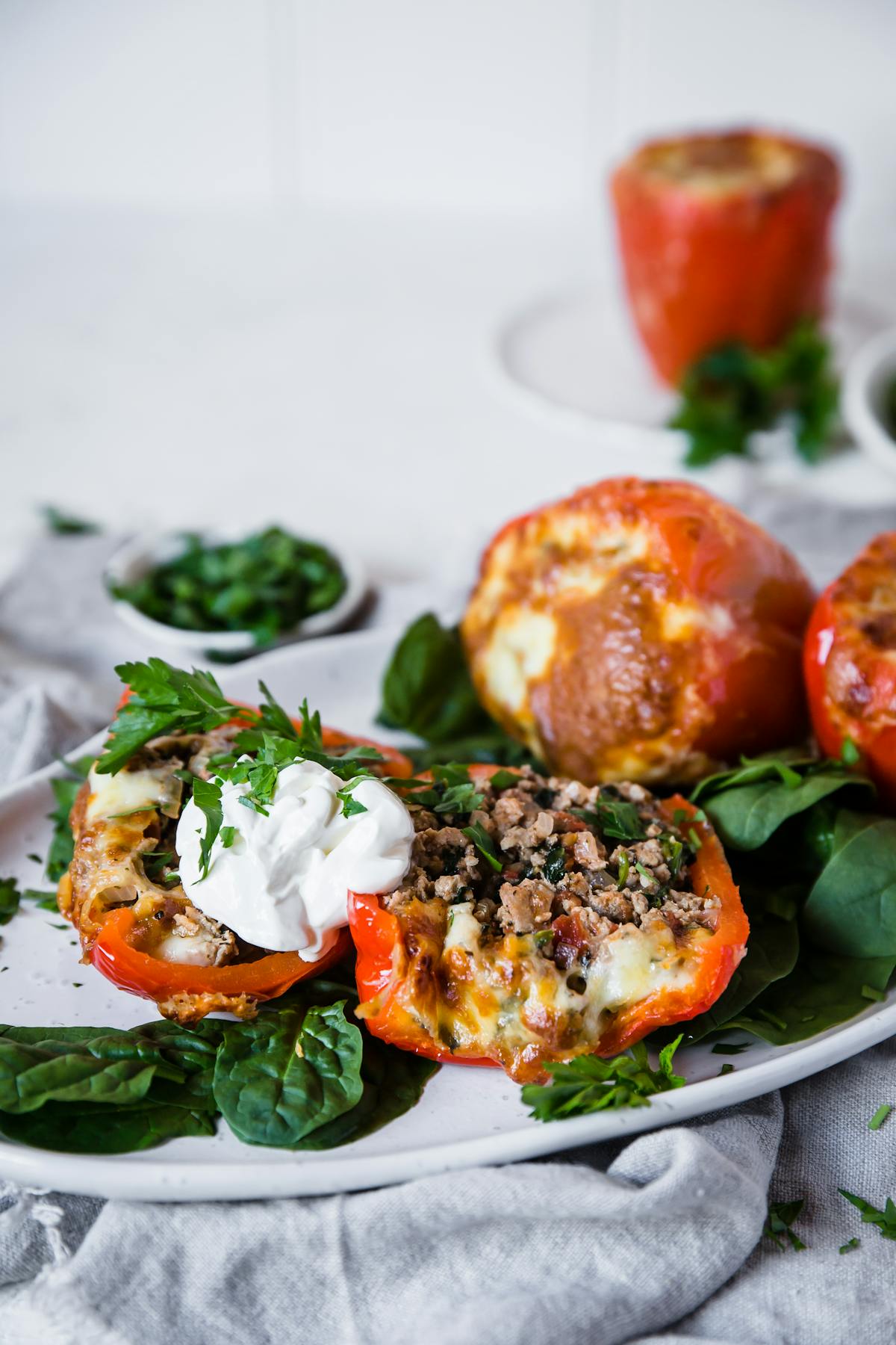 Italian stuffed bell peppers with ground turkey