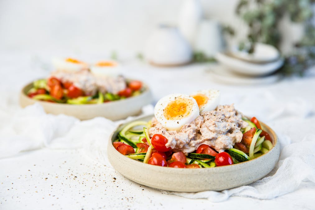 Quick and easy keto tuna zoodle salad