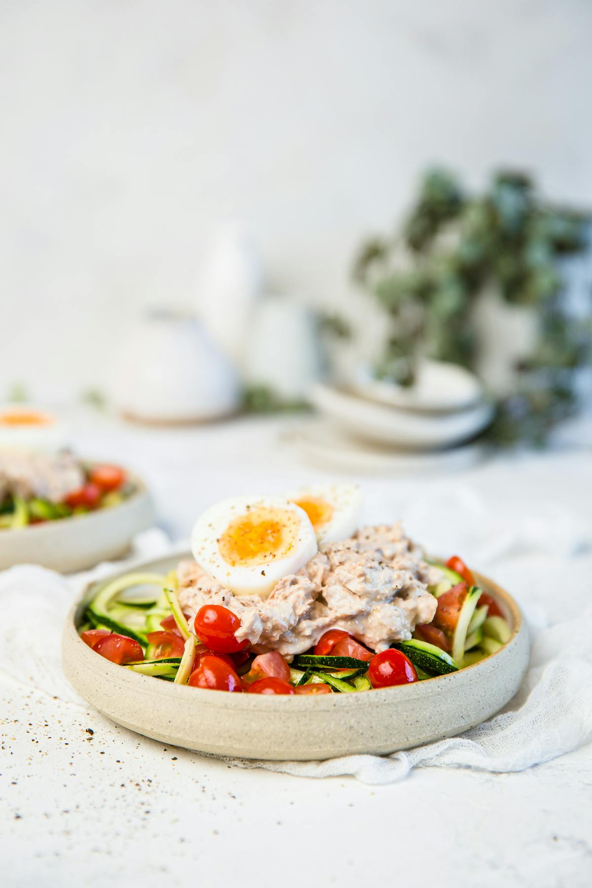 Quick and easy keto tuna zoodle salad