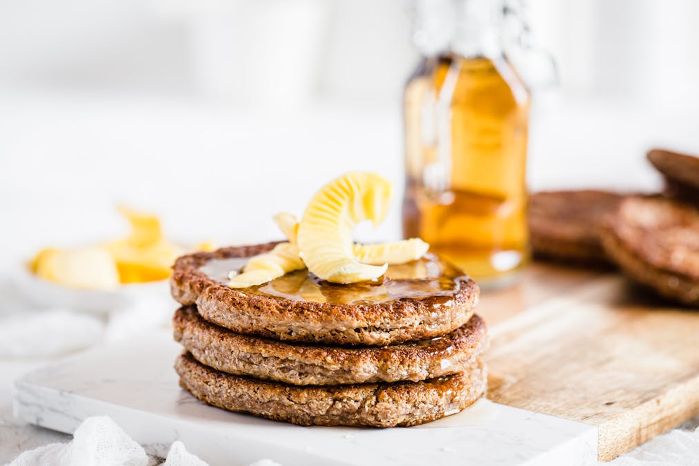 Egg-free keto almond butter pancakes with chia